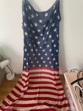 American Flag Print Scarf - Blue, Red, White